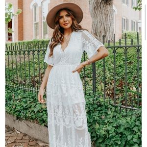 White lace romper maxi